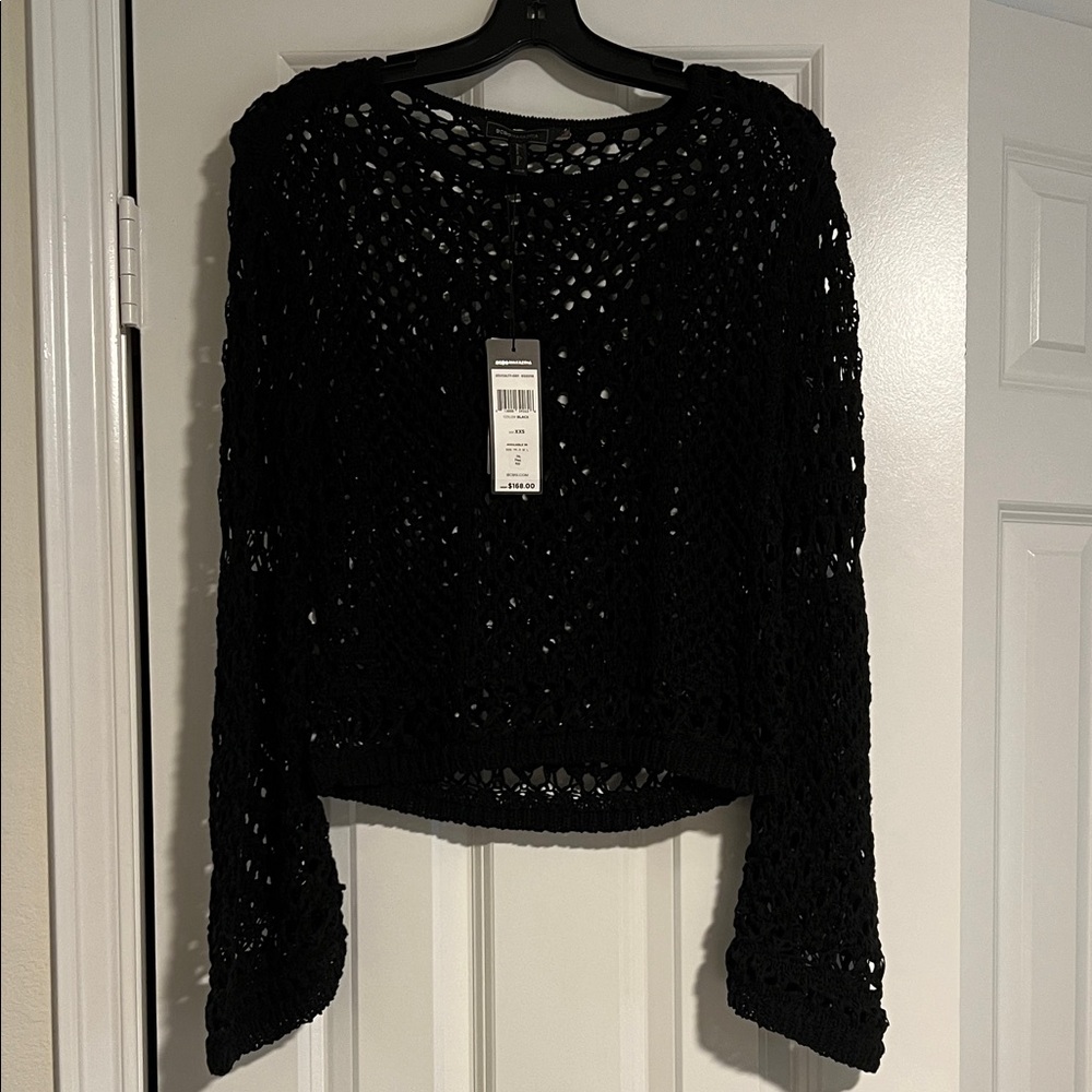 BCBGMaxAzria Black Crochet Knit Sweater NWT